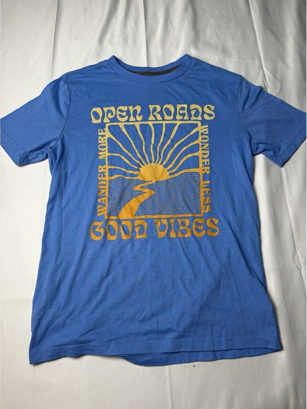 Old Navy XL Blue Graphic T-Shirt with Yellow Print